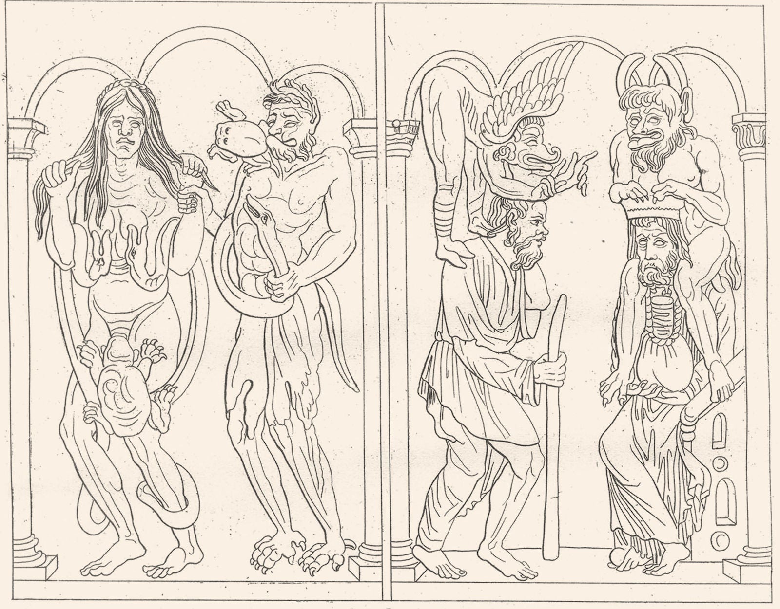 TARN-ET-GARONNE. Les Vices Bas-Reliefs de l' Abbaye de Moissac 1835 old print